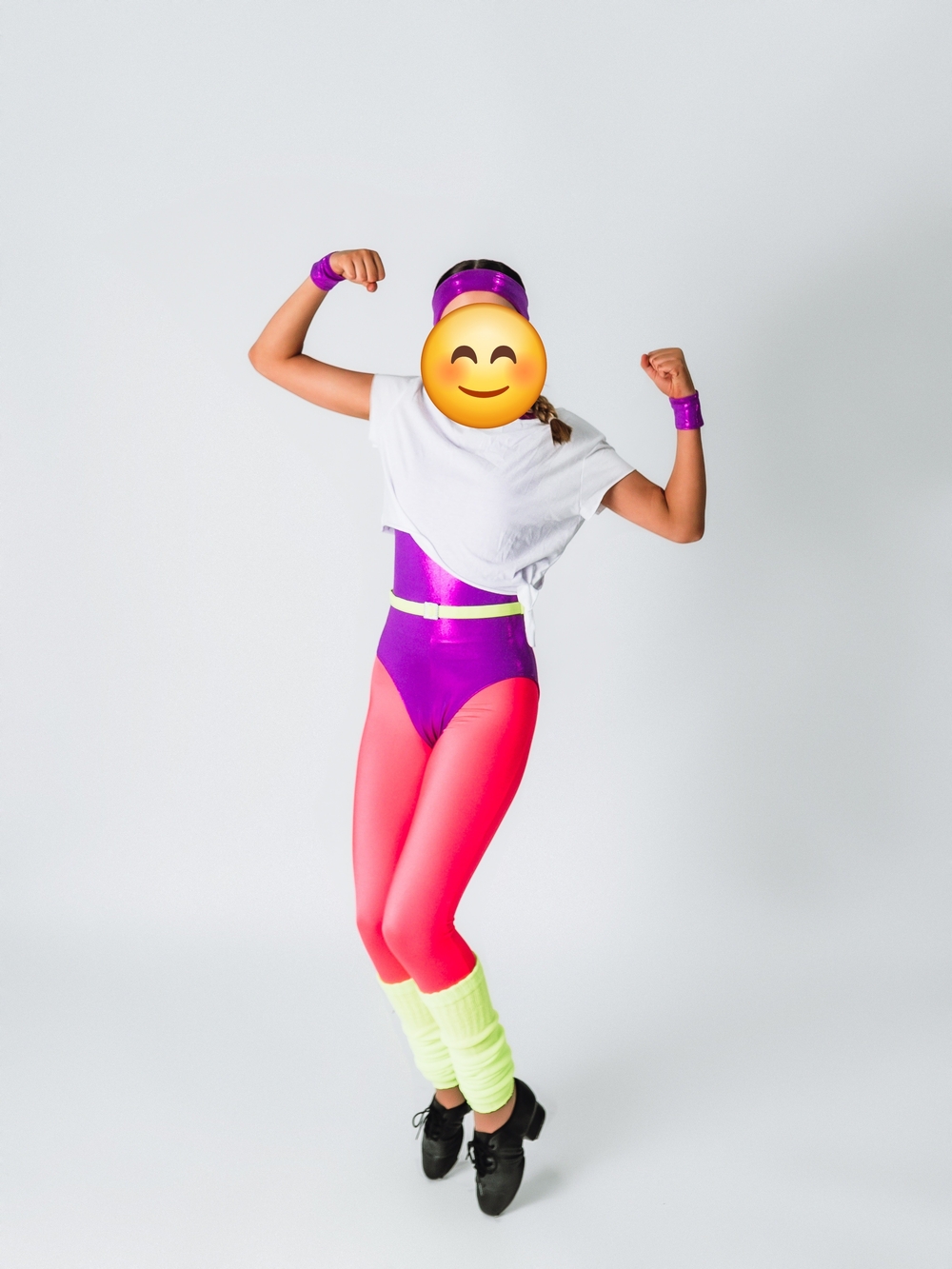 Weissman - Neon 80s Aerobics Leotard Set - Pink & Purple